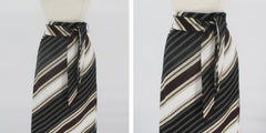 Vintage 70s Striped Lurex Maxi Skirt Matching Sash Belt L