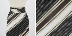 Vintage 70s Striped Lurex Maxi Skirt Matching Sash Belt L