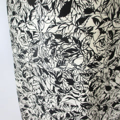 vintage 50s black white roses Anna Miller  Bill Blass sheath dress  skirting