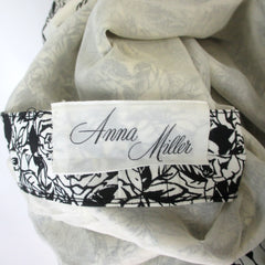 vintage 50s black white roses Anna Miller  Bill Blass sheath dress tag