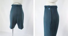 Vintage 50s 60s Teal Wool Bermuda Shorts & Matching Belt M