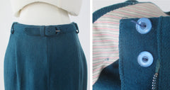 Vintage 50s 60s Teal Wool Bermuda Shorts & Matching Belt M