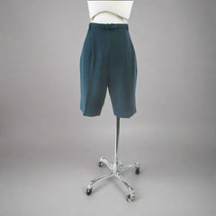 Vintage 50s 60s Teal Wool Bermuda Shorts & Matching Belt M