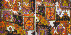 Vintage 70s Flutter Sleeve Psychedelic Maxi Dress M