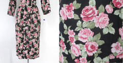 Vintage 80s Pink Roses Party Dress New With Tags S