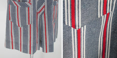Vintage 60s Red White Stripe Chambray Culotte Romper Shorts S