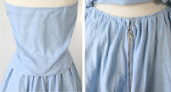 Vintage 50s Swiss Dot Halter Top Skirt Set XS