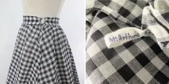 Vintage 50s 40s Gingham Full Skirt XS