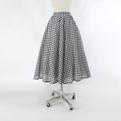 Vintage 50s 40s Gingham Full Skirt XS