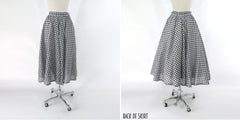 Vintage 50s 40s Gingham Full Skirt XS
