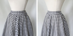 Vintage 50s 40s Gingham Full Skirt XS