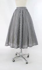 Vintage 50s 40s Gingham Full Skirt XS