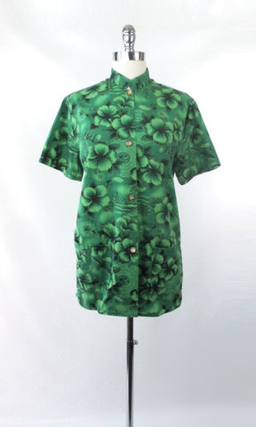 Vintage 50s 60s Green Hawaiian Tea Timer Hostess Top L