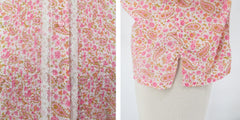 Vintage 60s 50s Pink Paisley Floral Blouse / Top M