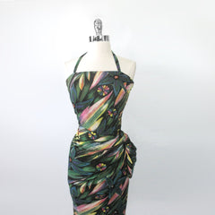 vintage 60s 50s custom cocktail evening party sarong dress bodice