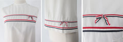 Vintage 60s 50s Red White Blue Ribbon Shell Top M