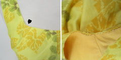 Vintage 50s Sunny Yellow Fit & Flare Hawaiian Dress L Petite