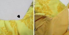 Vintage 50s Sunny Yellow Fit & Flare Hawaiian Dress L Petite