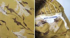 Vintage 50s Golden Seahorses Hawaiian Dress S