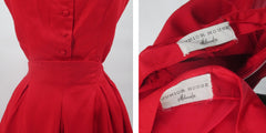 Vintage 50s Red Top & Full Skirt Matching Party Set S