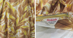 Vintage 50's Golden Leaves Kamehameha Hawaiian Dress M