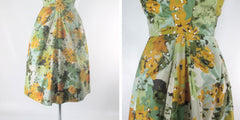Vintage 50s Robert Morton Floral Sequins Party Dress S