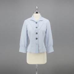Vintage 50's Light Blue Button Front Blouse