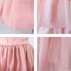 Vintage 50s Big Bow Pink Party Dress L