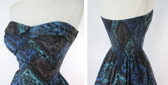Vintage 50s Color Block Hawaiian Dress M