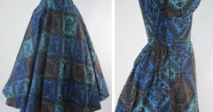 Vintage 50s Color Block Hawaiian Dress M