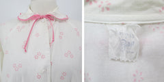 Vintage 50s White Pink Duster Robe Dressing Gown  S / M