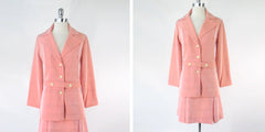 Vintage 60s Orange White Stripe Skirt Suit M