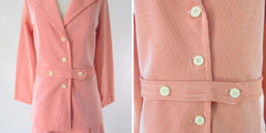 Vintage 60s Orange White Stripe Skirt Suit M