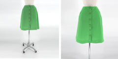 Vintage 70s Lime Green Button Front Skirt S