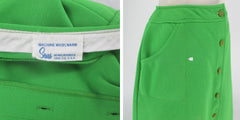 Vintage 70s Lime Green Button Front Skirt S