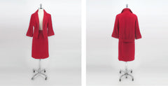Vintage 60s Red Bouclé Jacket Skirt Suit Set M