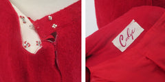 Vintage 60s Red Bouclé Jacket Skirt Suit Set M