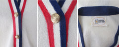 Vintage 60s Classic Red White Blue Cardigan M