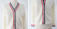 Vintage 60s Classic Red White Blue Cardigan M