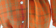 Vintage 60s Orange Plaid Wool Shirt Shift Dress L