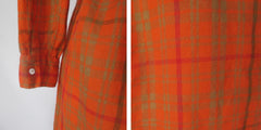 Vintage 60s Orange Plaid Wool Shirt Shift Dress L