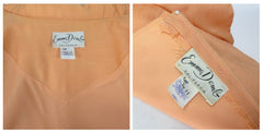 vintage 60s peach silk Emma Domb empire waist mini party dress matching silk jacket set special occasion wedding tags