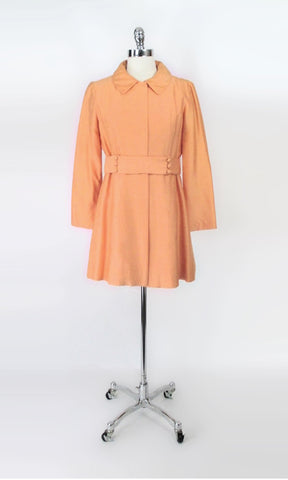 Vintage 60s Peach Mini Party Dress & Jacket Set S