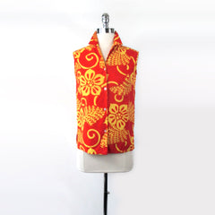 Vintage 60s Orange  & Yellow Hawaiian Sleeveless Top S