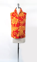 Vintage 60s Orange  & Yellow Hawaiian Sleeveless Top S