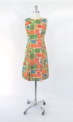 Vintage 60s MOD Empire Waist Hawaiian Midi Dress S