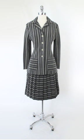 Vintage 60s Jantzen Grey Pinstripe Suit | Jacket & Skirt Set S