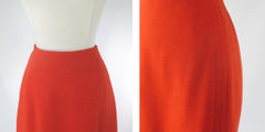 Vintage 60s Orange A-Line Midi Skirt S