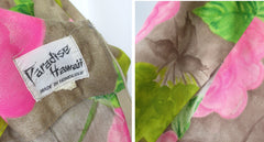 vintage Hawaiian tropical maxi sash pink flower dress  tag