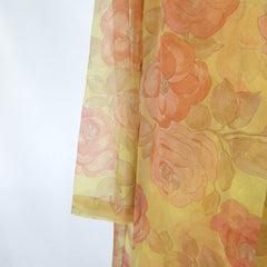 Vintage 60s French shift chiffon floral Dress & Jacket Set Paris roses silk sleeve
